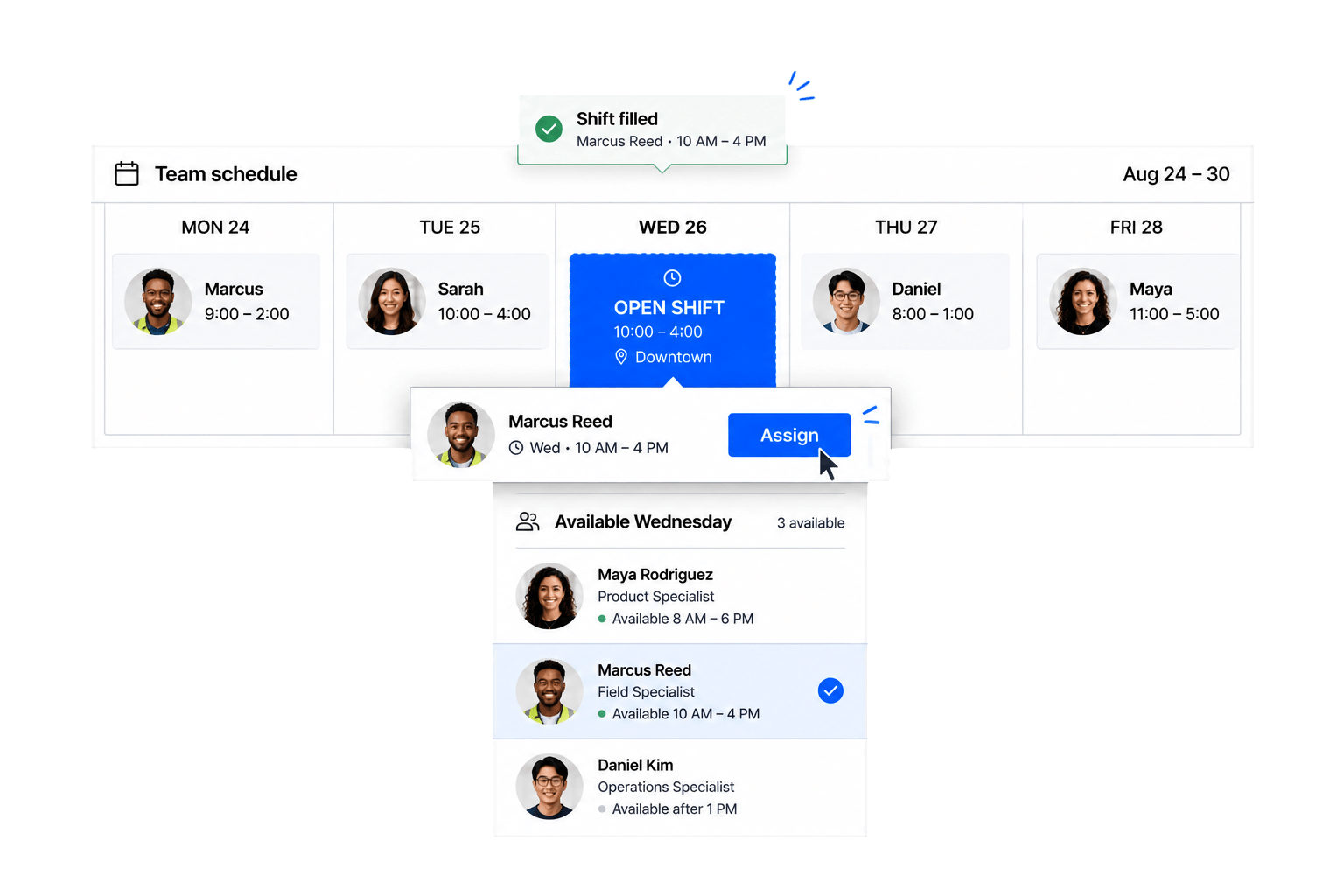 Workhint fill open shifts interface